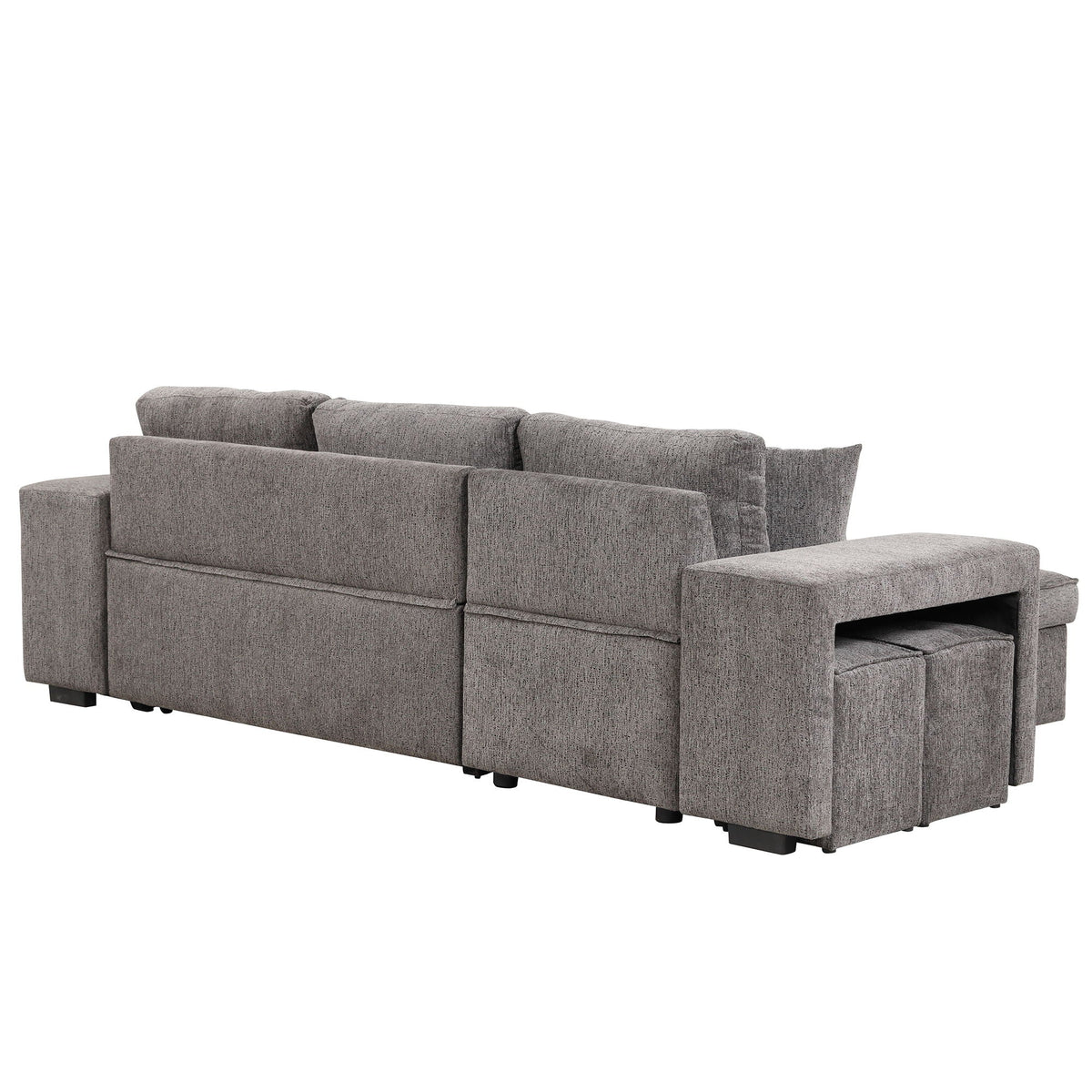 Reversible L-Shape Sleeper Sectional Sofa with Storage Chaise and 2 Stools - Multiple Colors