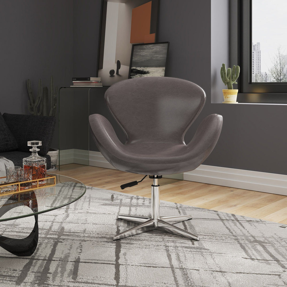 Raspberry Swivel Lounge Chair with 360-Degree Rotation - Multiple Colors