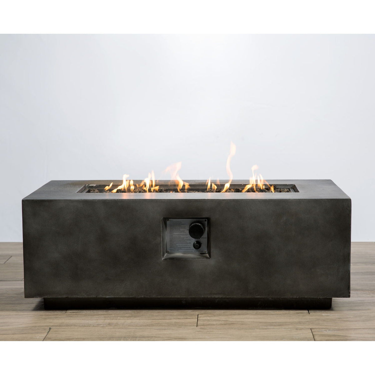 Lightweight Fiber Concrete Fire Pit Table with Push-Button Ignition - Gray or Dark Gray