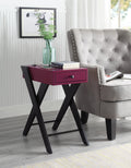 Fierce Accent Table with Built-in USB Port - Burgundy