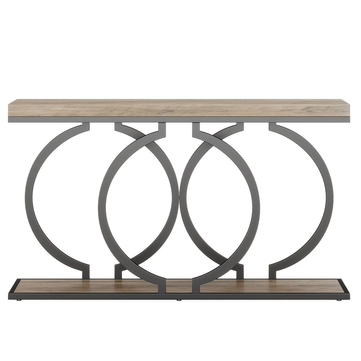 Narrow Long Console Table with Geometric Frame - Gray