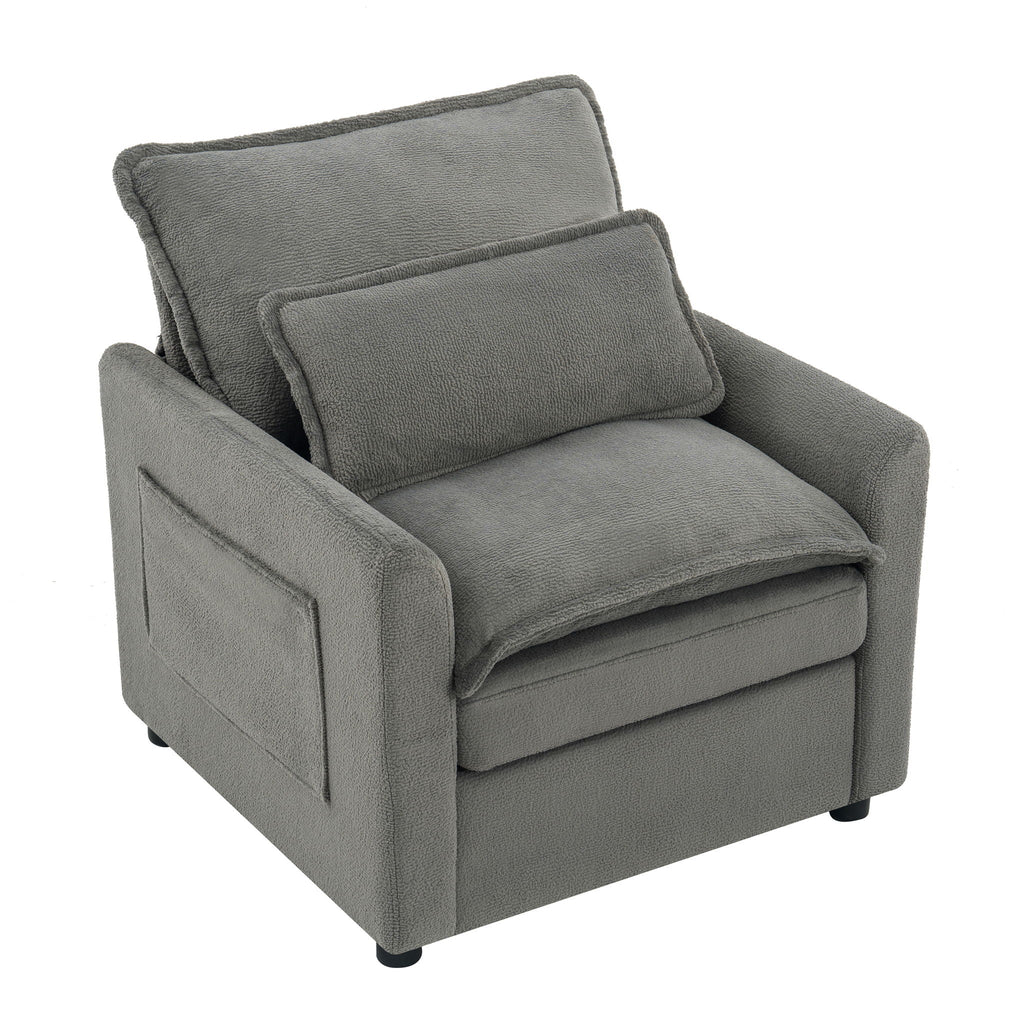 Modern Single Seat Accent Chair with Side Storage Pockets - Multiple Colors