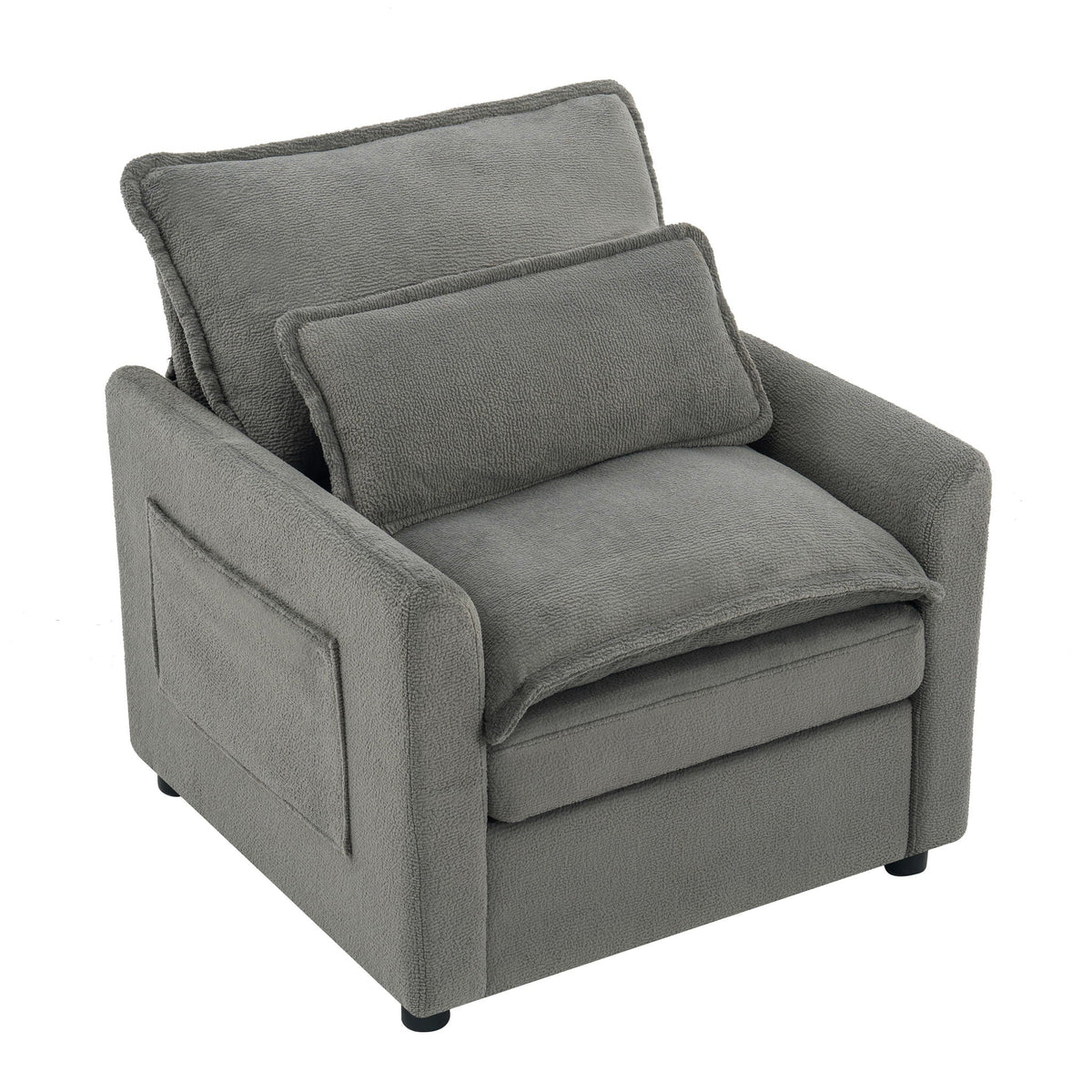 Modern Single Seat Accent Chair with Side Storage Pockets - Multiple Colors