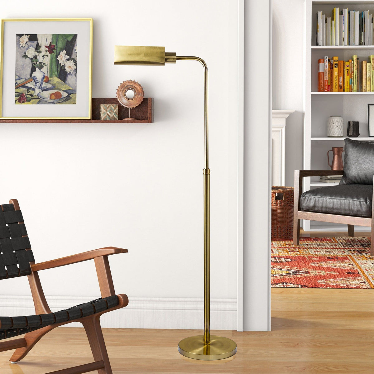 Gold Floor Lamp with Slim Profile and Sturdy Metal Base - Elara