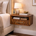 Solid Wood Cadiz Textured Bedside Table with Carved Detailing - Chestnut
