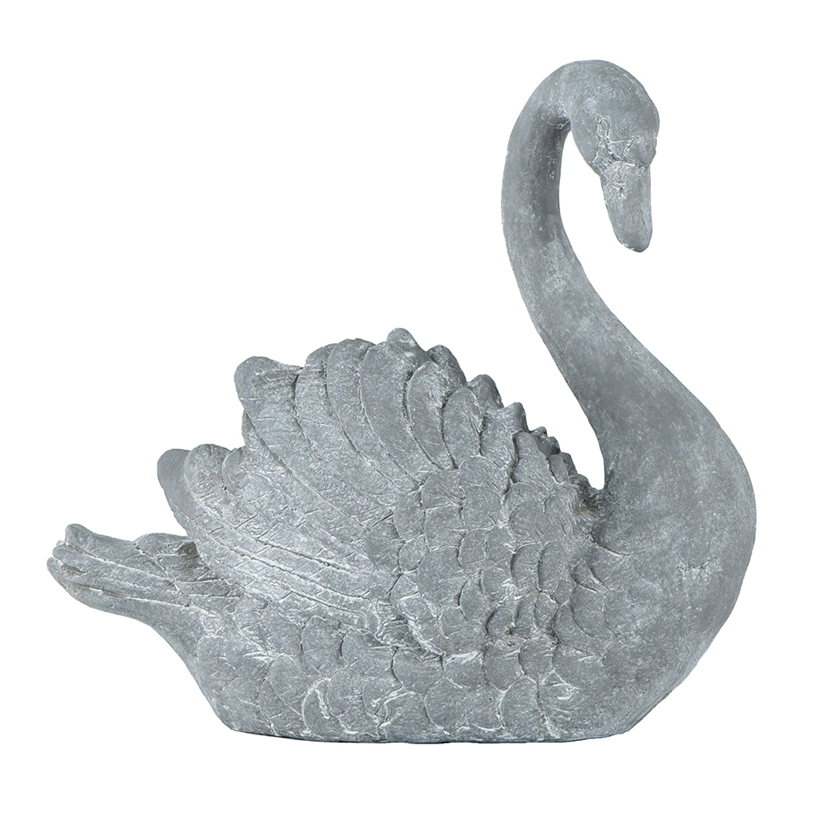 MGO Swan Planter with Decorative Sculpted Design - White