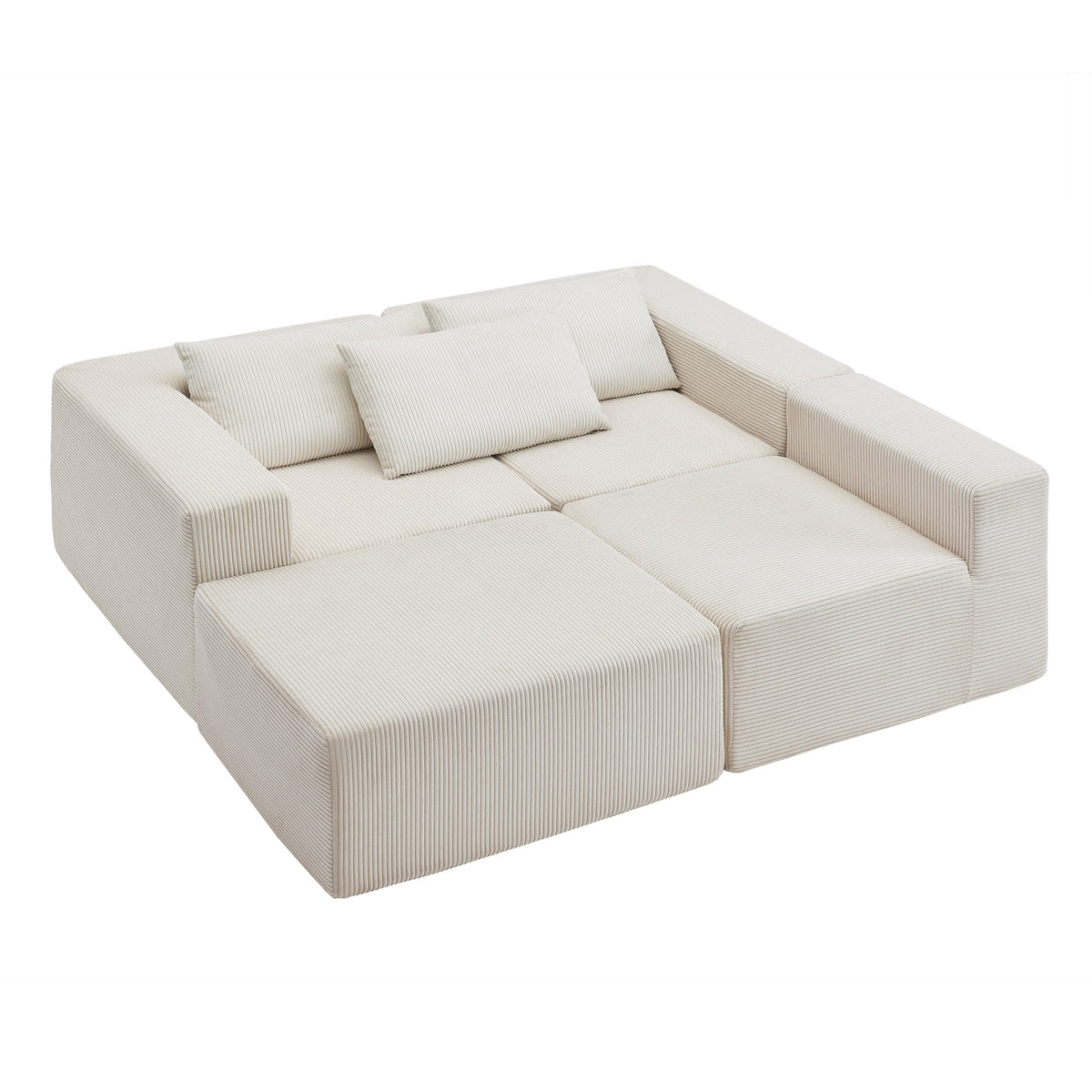 107" Compressed Sectional Sofa with High-Density Cushions - Beige
