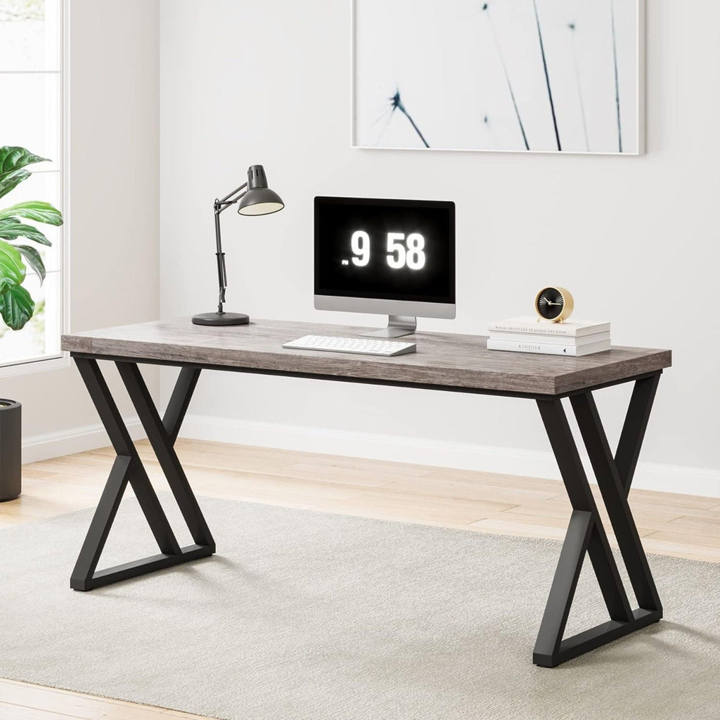 Writing Desk With Z-Shaped Legs - 55" Desktop, Steel Frame