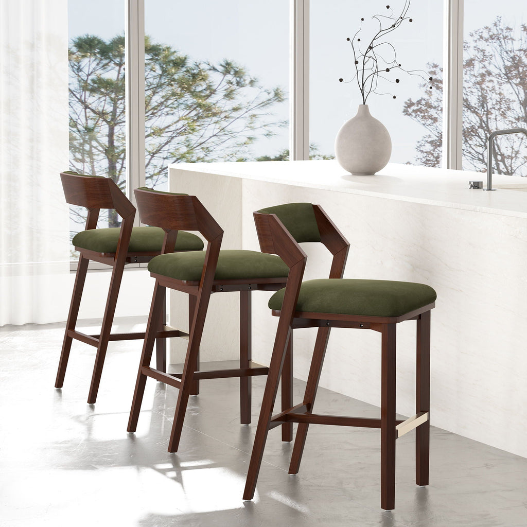 Bar Height Barstool with Backrest - Pearl Silver, White, Black, Dark Green