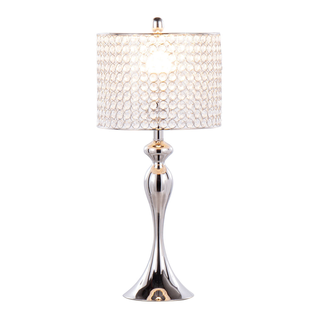 Contemporary Table Lamp Set with Crystal Beads - Polished Nickel