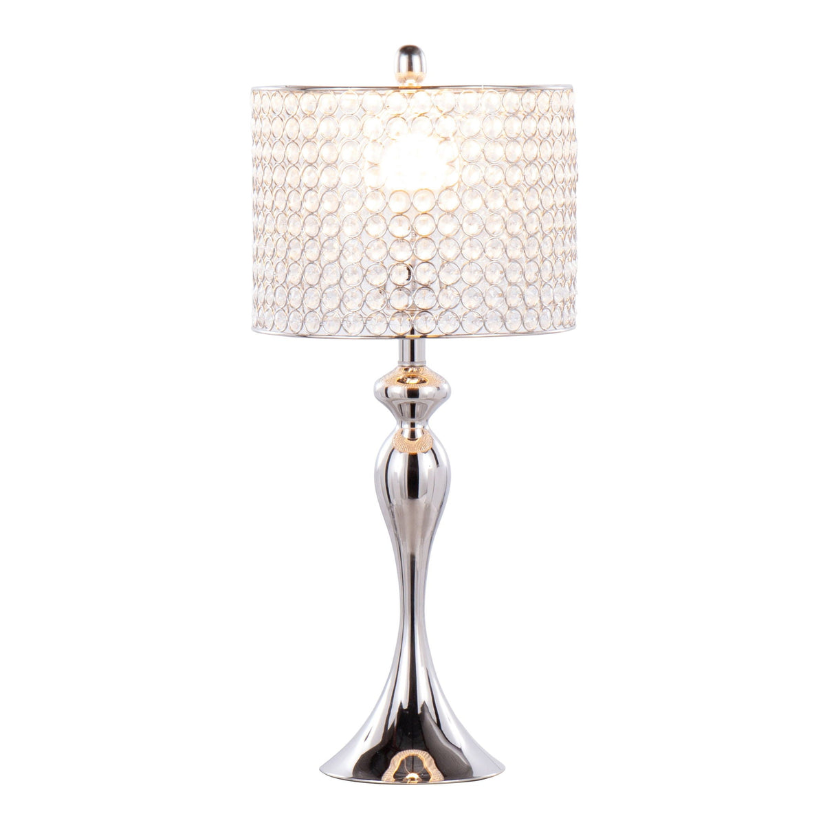 Contemporary Table Lamp Set with Crystal Beads - Polished Nickel