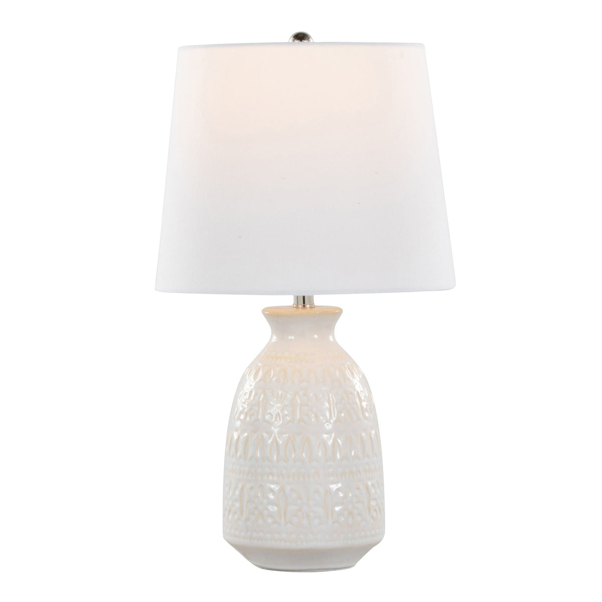 Contemporary Ceramic Lamp Set with Textured Vase Base - Green or White