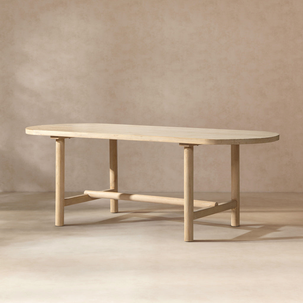 8-Seat Oval Dining Table with Reclaimed Pine - Natural