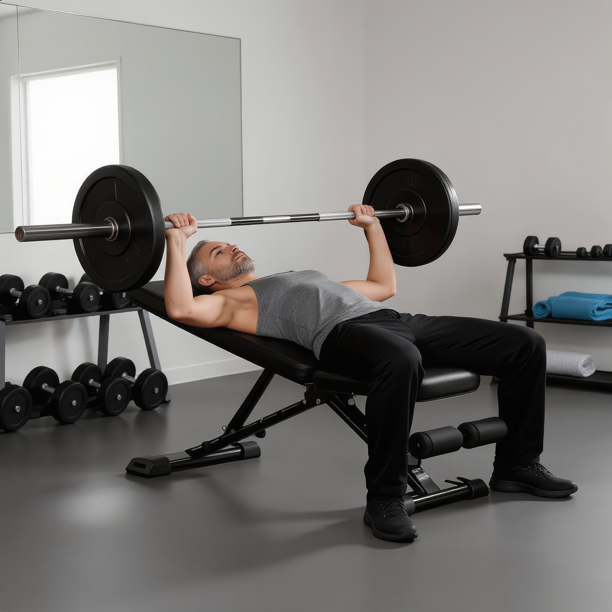 Adjustable Weight Bench with Resistance Bands - Steel Frame