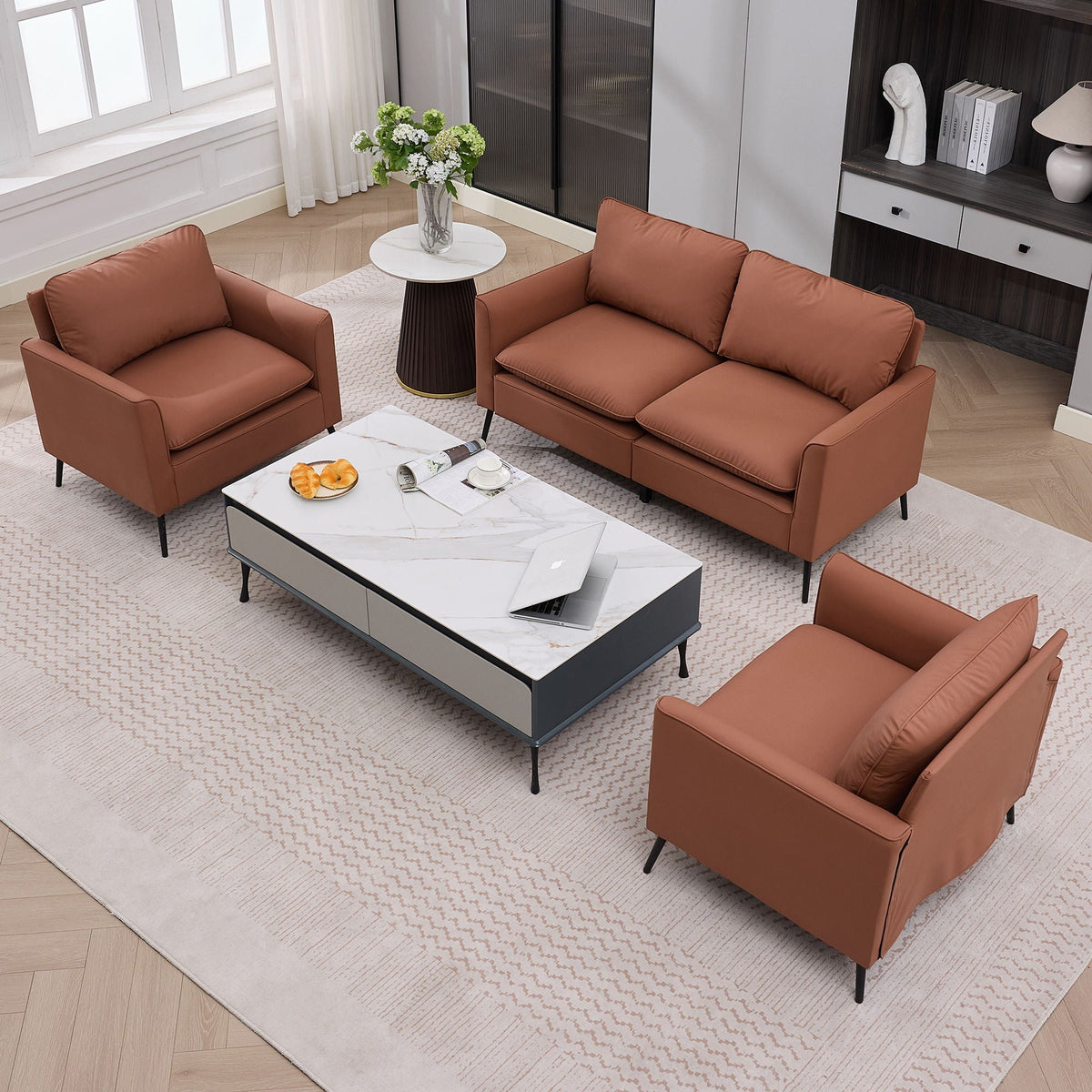 Upholstered Loveseat with Plush Headrest - Multiple Colors