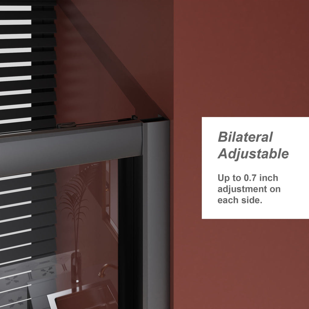 Sliding Shower Door for Bathtub with Safety Glass - Matte Black