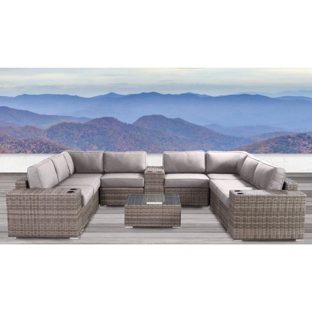 Modern Patio Rattan Sectional Set with Cushions - Multiple Set Options