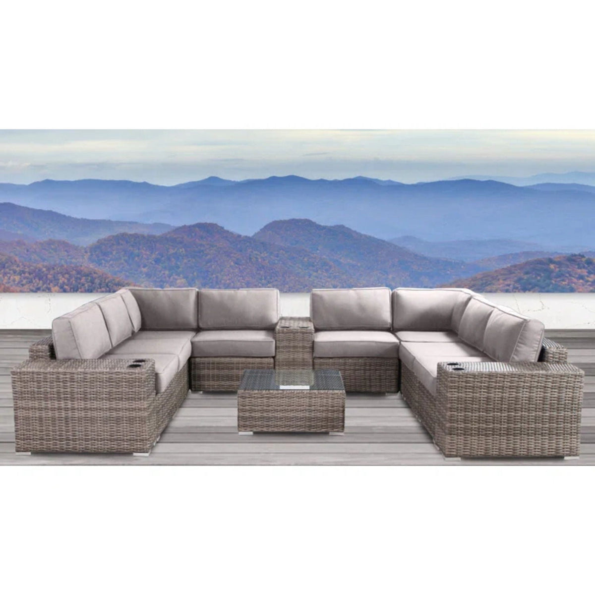Modern Patio Rattan Sectional Set with Cushions - Multiple Set Options