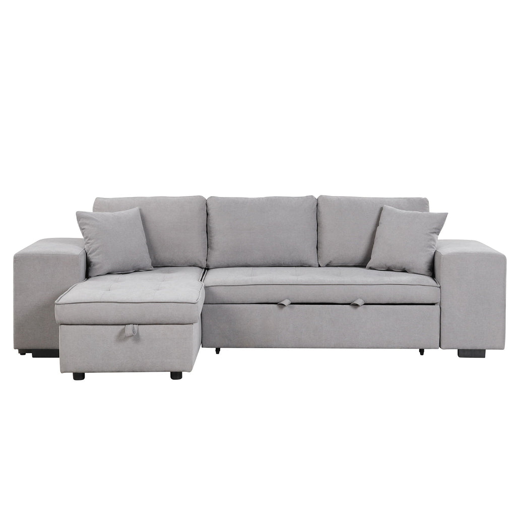 Reversible L-Shape Sleeper Sectional Sofa with Storage Chaise and 2 Stools - Multiple Colors