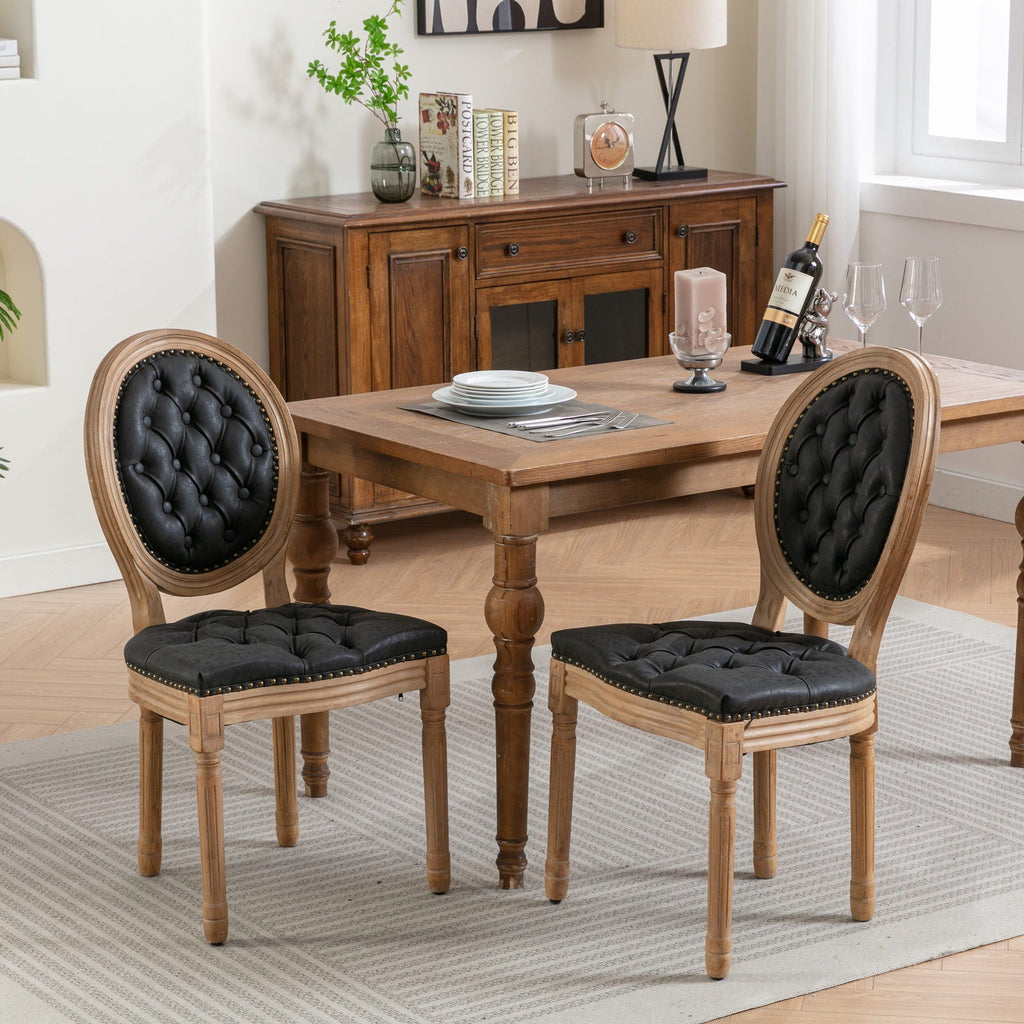 French Style Solid Wood Dining Chair with Nailhead Trim - Multiple Colors
