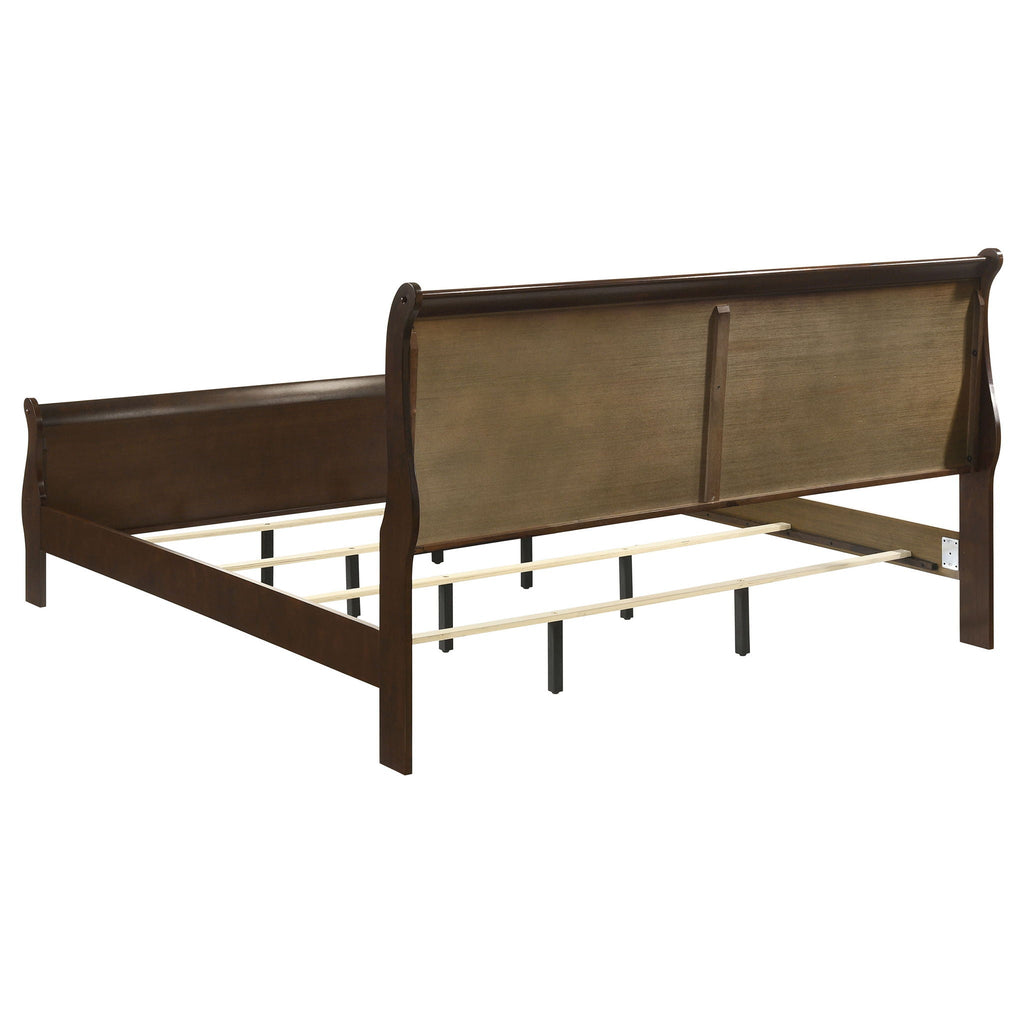 Louis Philippe Wood Eastern King Sleigh Bed Cappuccino