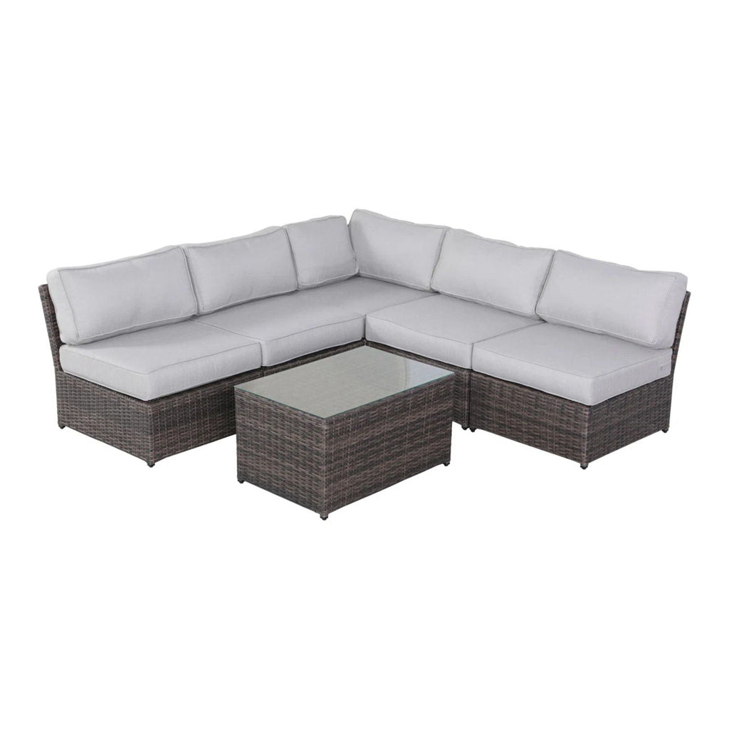 Modern Patio Rattan Sectional Set with Cushions - Multiple Colors