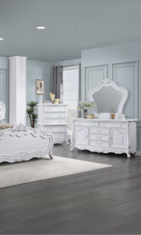Latisha Mirror in White with Wood Frame - White