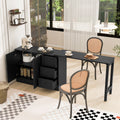 Wooden Sideboard with Extendable Table - Black, White, or Black+Natural