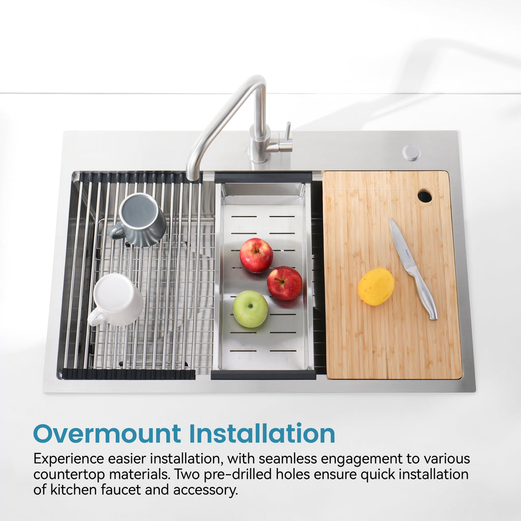 Stainless Steel Kitchen Sink with Single Bowl - Brushed