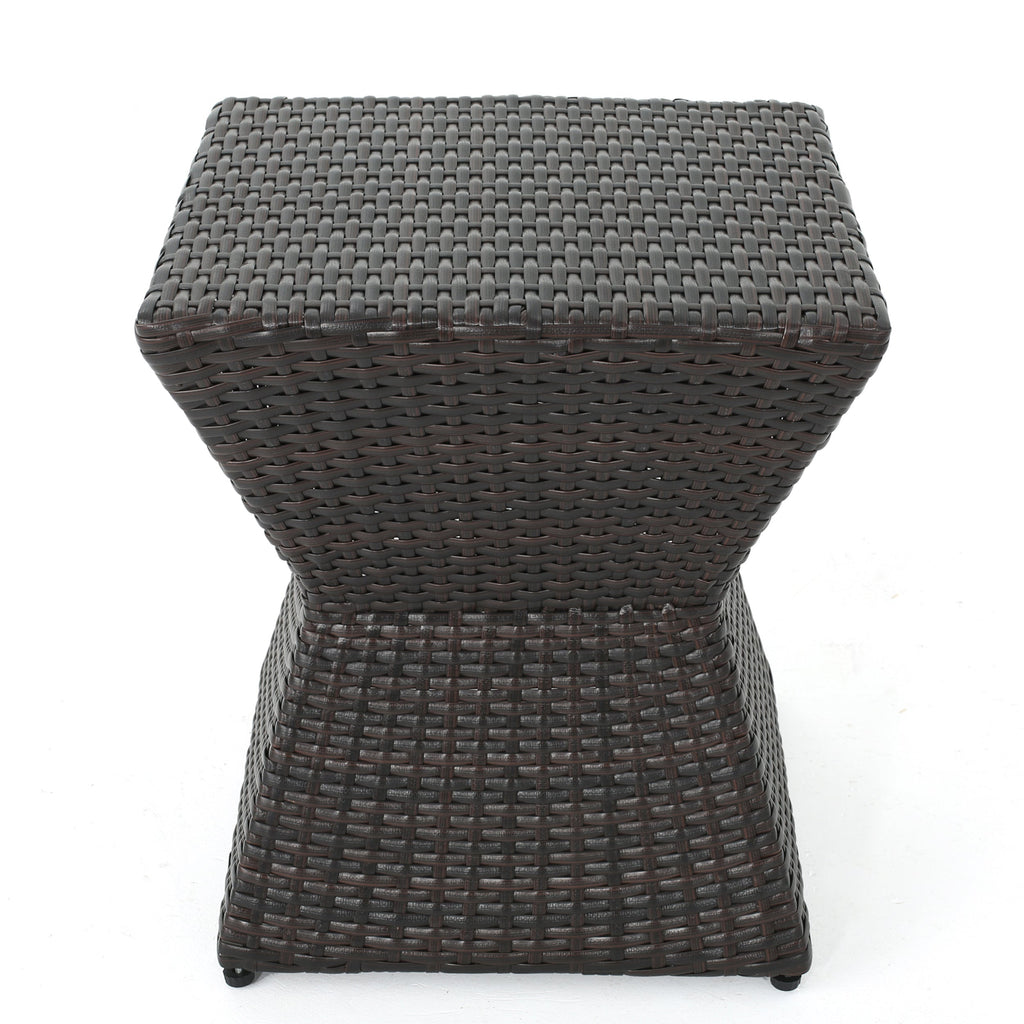 Calhoun 16 Outdoor Wicker End Table with Weather-Resistant Wicker - Brown