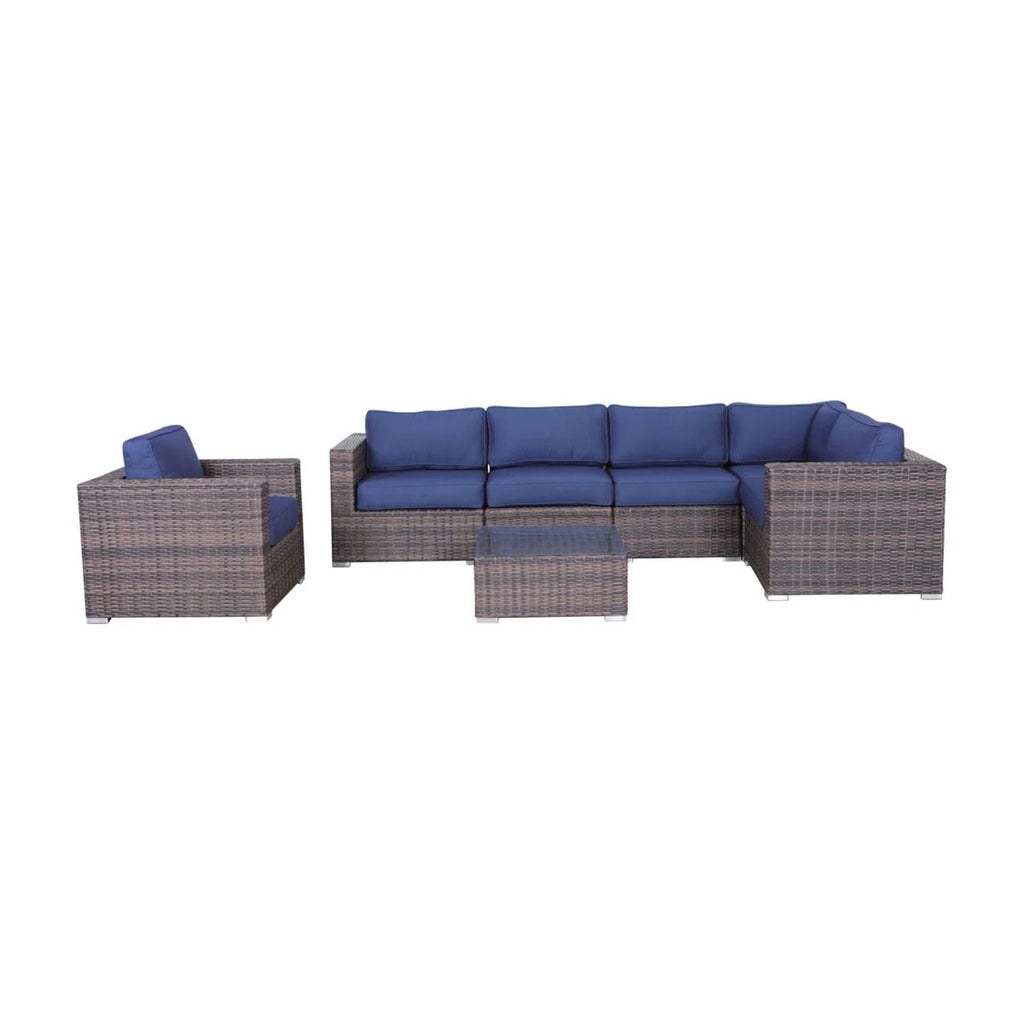 Wicker Outdoor Seating Group Set with Cushions and Table - Multiple Colors
