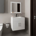 White Bathroom Set Vanity Sink with Mirror - 2 Doors, 1 Shelf