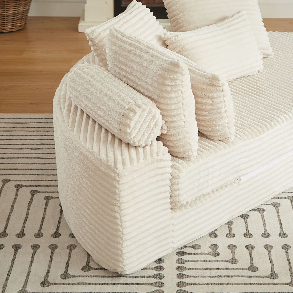 Semi Circular 2 In 1 Sofa Bed with Neck Pillow - Beige, Black, or Dark Green
