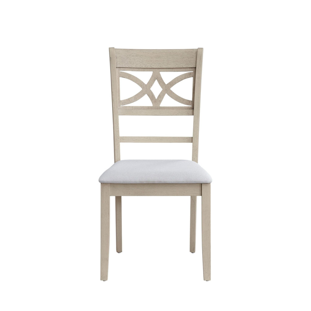 7 Piece Dining Room Set with Cross Back Chairs - Antique White & Light Oak