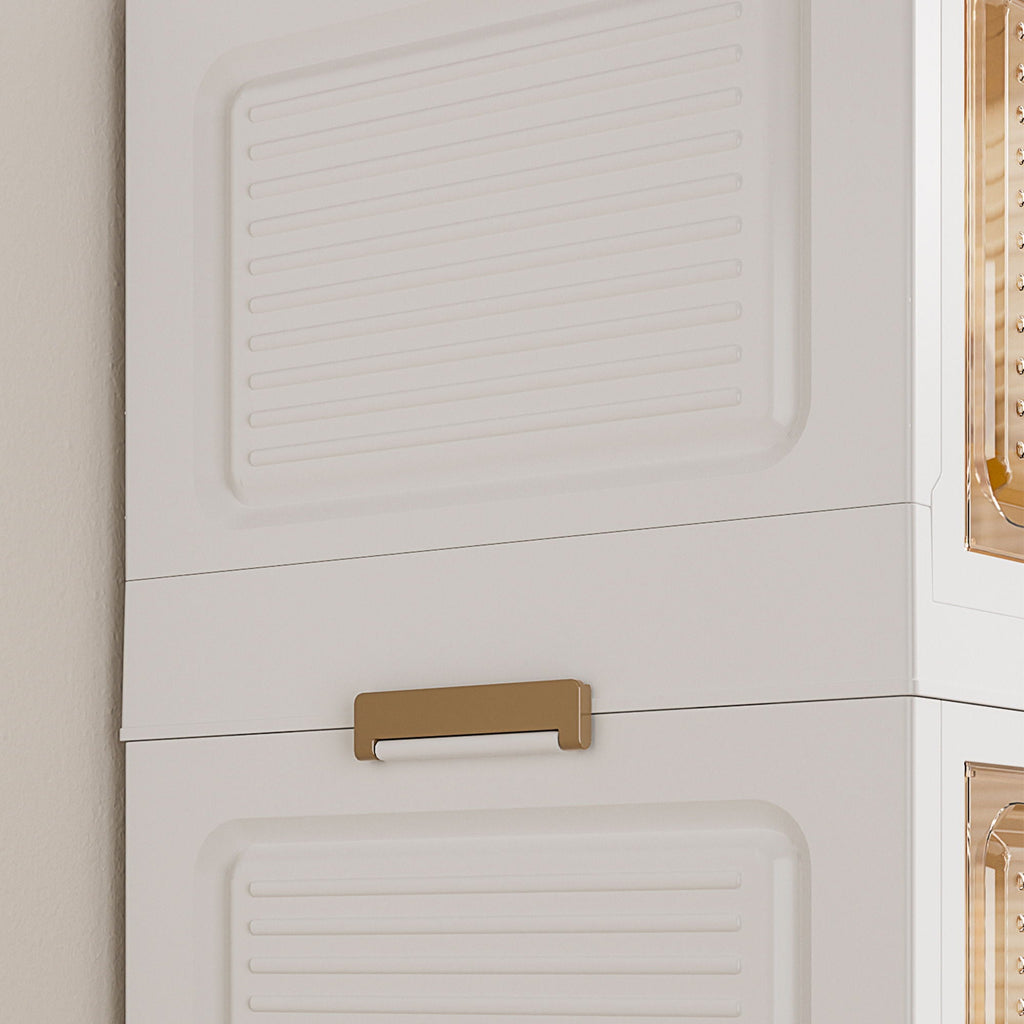Portable Wardrobe Closet Storage Organizer with Magnetic Doors - White