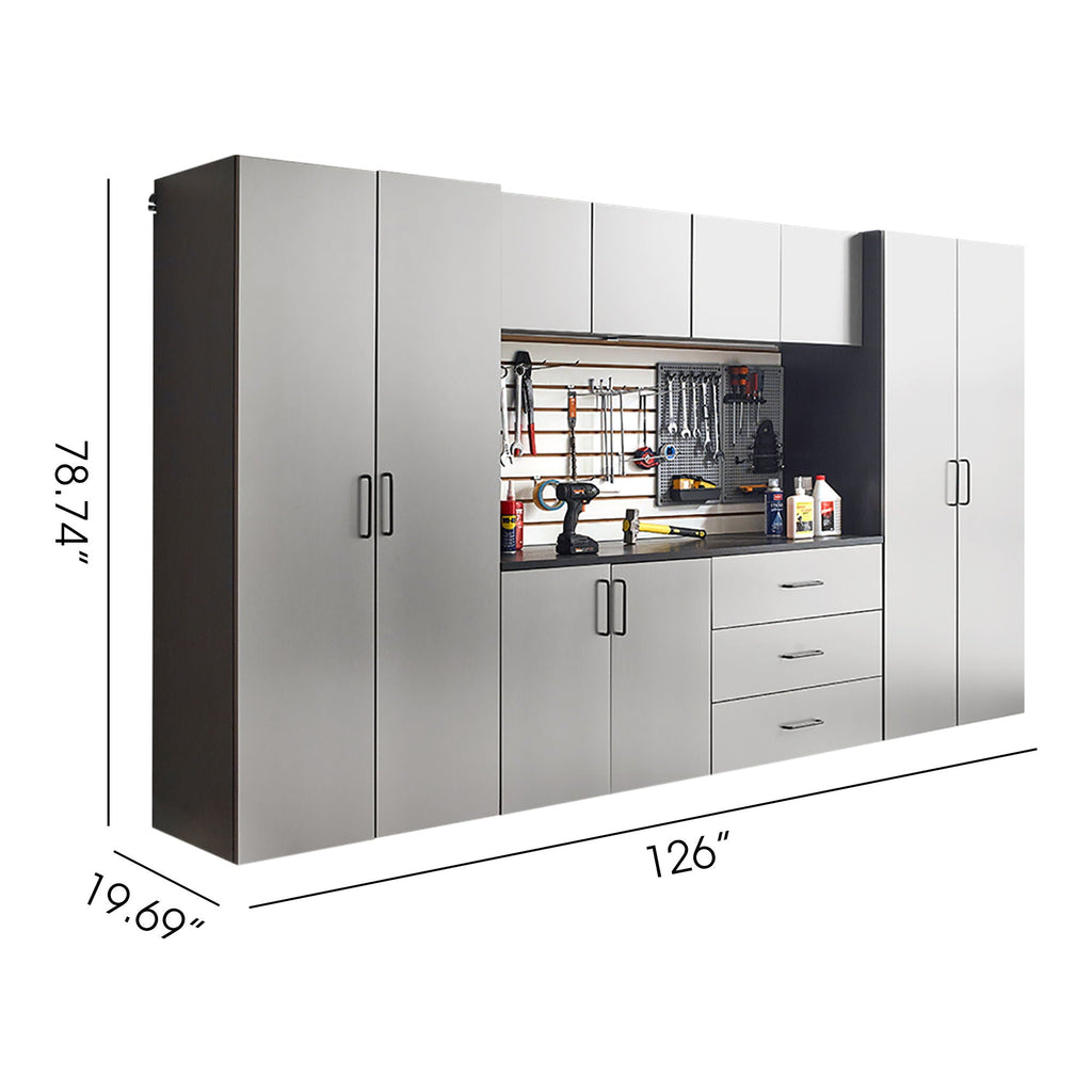 Astro Series Garage Cabinet Set with Soft Closing Drawers - Metallic Gray