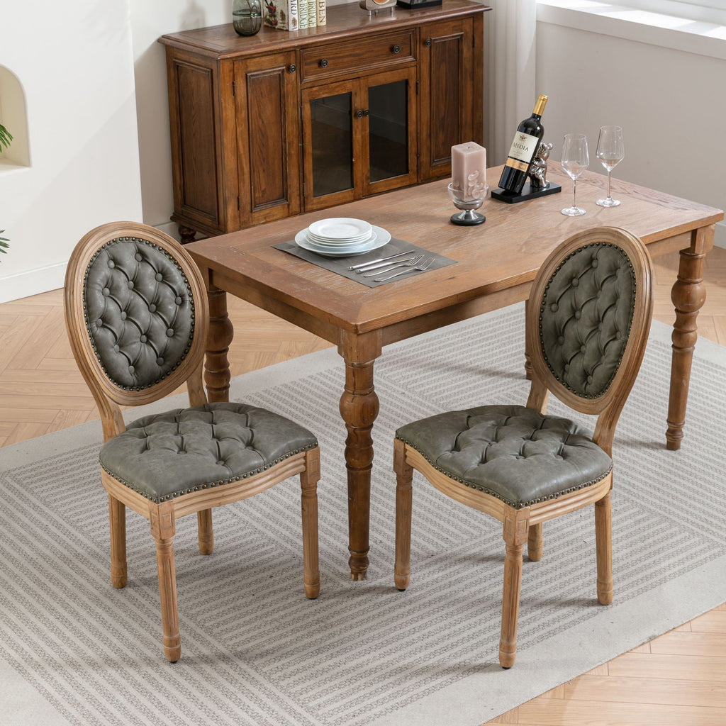 French Style Solid Wood Dining Chair with Nailhead Trim - Multiple Colors