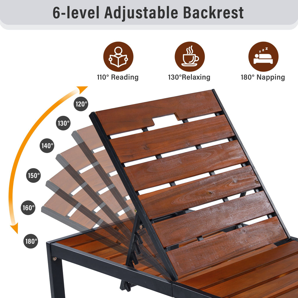 Outdoor Chaise with Adjustable Backrest - Light Brown or Dark Brown