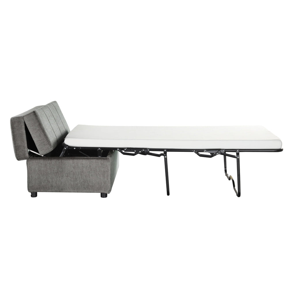 Twin Size Folding Ottoman Sleeper Bed with Mattress - Light Brown, Black, Dark Gray, White