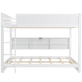 Queen Bunk Bed with Storage Cabinets and USB Ports - Dark Brown or White
