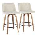 Mid-Century Modern Counter Stools with Padded Seat - Black or Gray