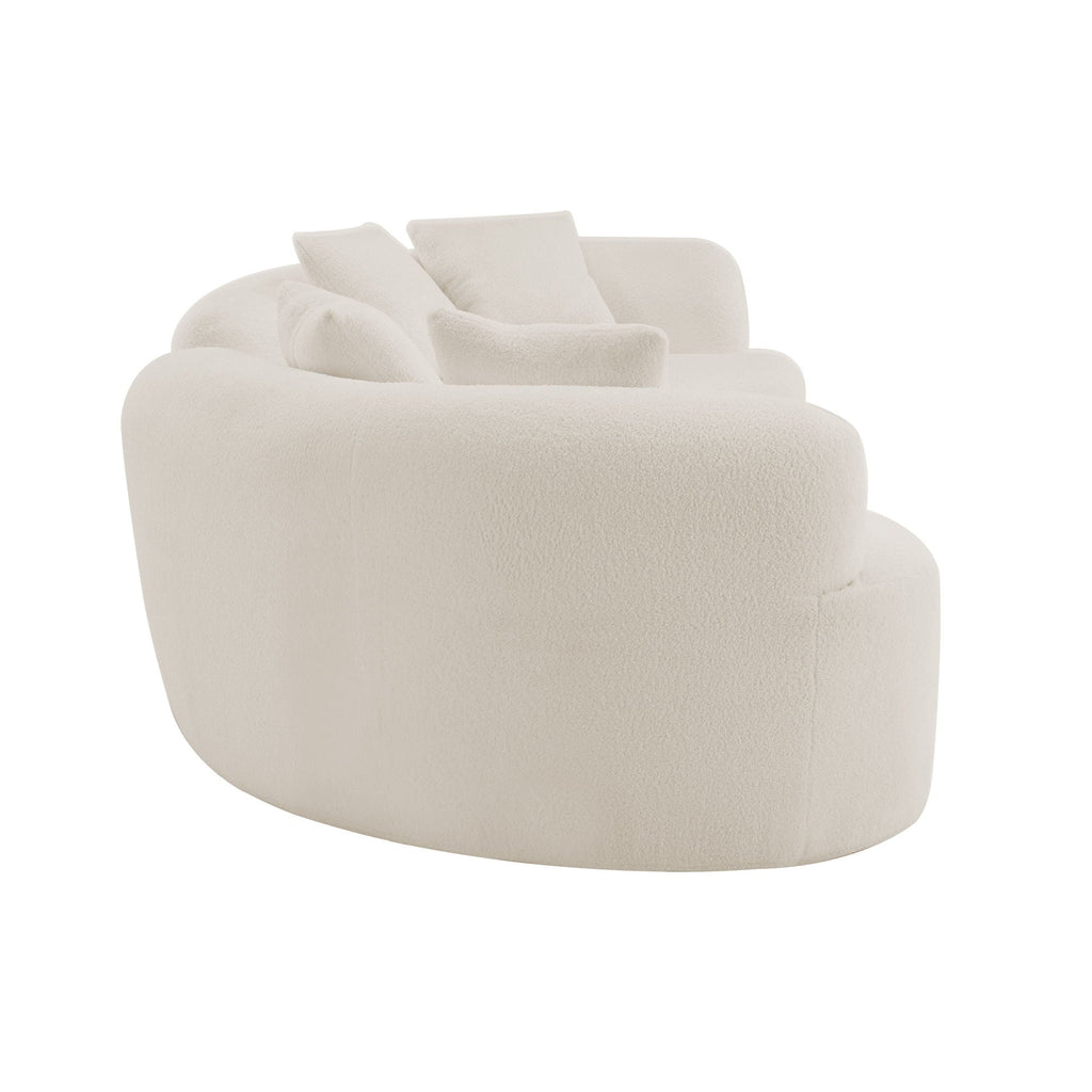 Curved 4 Seater Full Compression Sponge Sofa with Soft Upholstery - White or Gray