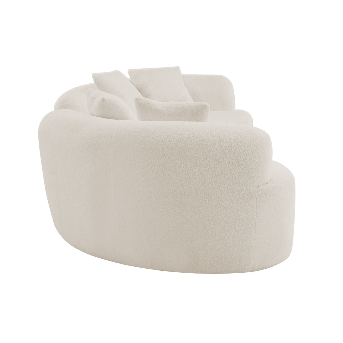Curved 4 Seater Full Compression Sponge Sofa with Soft Upholstery - White or Gray