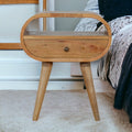 Circular Open Slot Nightstand with Nordic Legs - Solid Wood