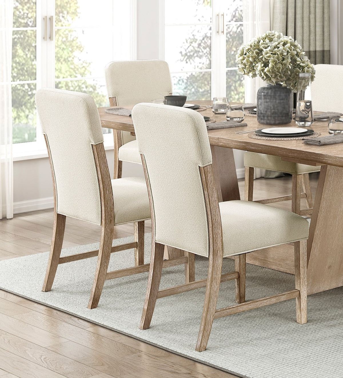 Natural Wood Dining and Kitchen Set with Extendable Table - 7 Piece