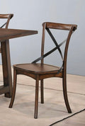 Kaelyn Metal Side Chair Set of 2 with Black Metal Backrest - Dark Oak