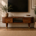 Solid Wood Valenza Media Unit with Storage Drawers - Chestnut