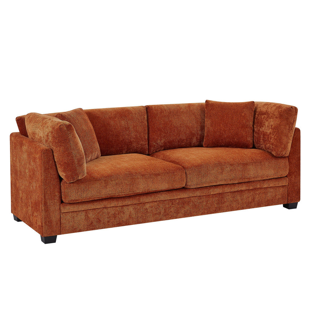 83.50" Modern Flared Arms Sofa with High-Density Cushions - Caramel