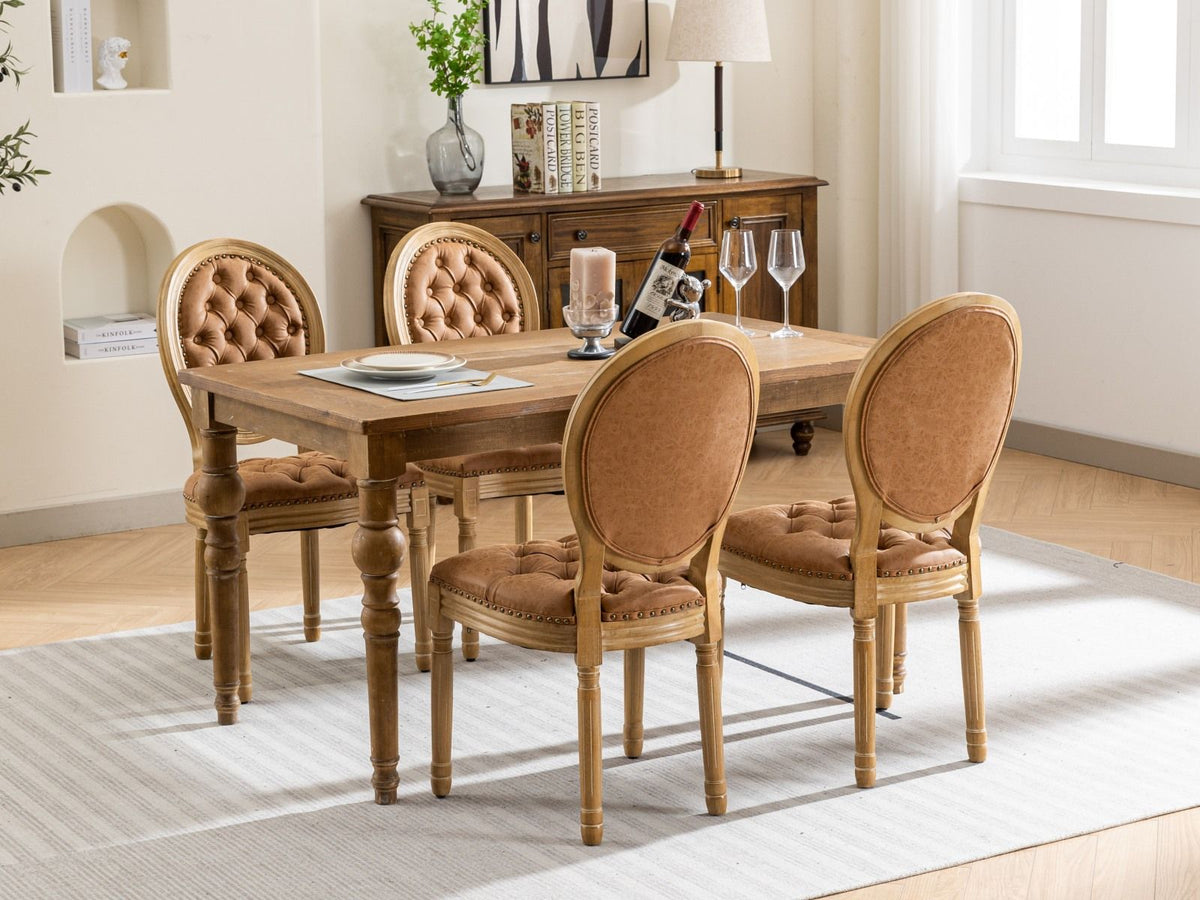 French Style Solid Wood Dining Chair with Nailhead Trim - Multiple Colors
