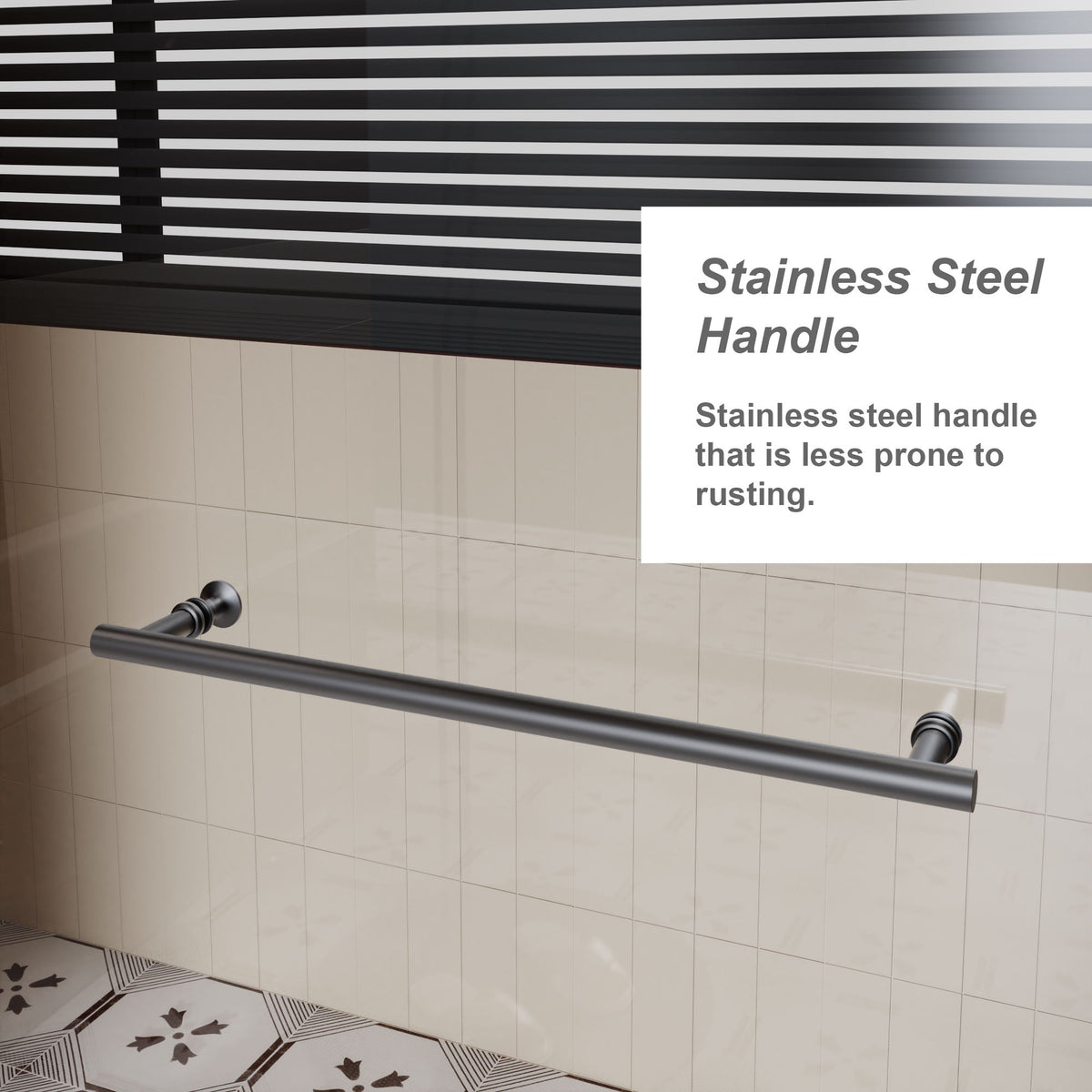 Matt Black Pivot Shower Door with Handle - 60" W x 72" H